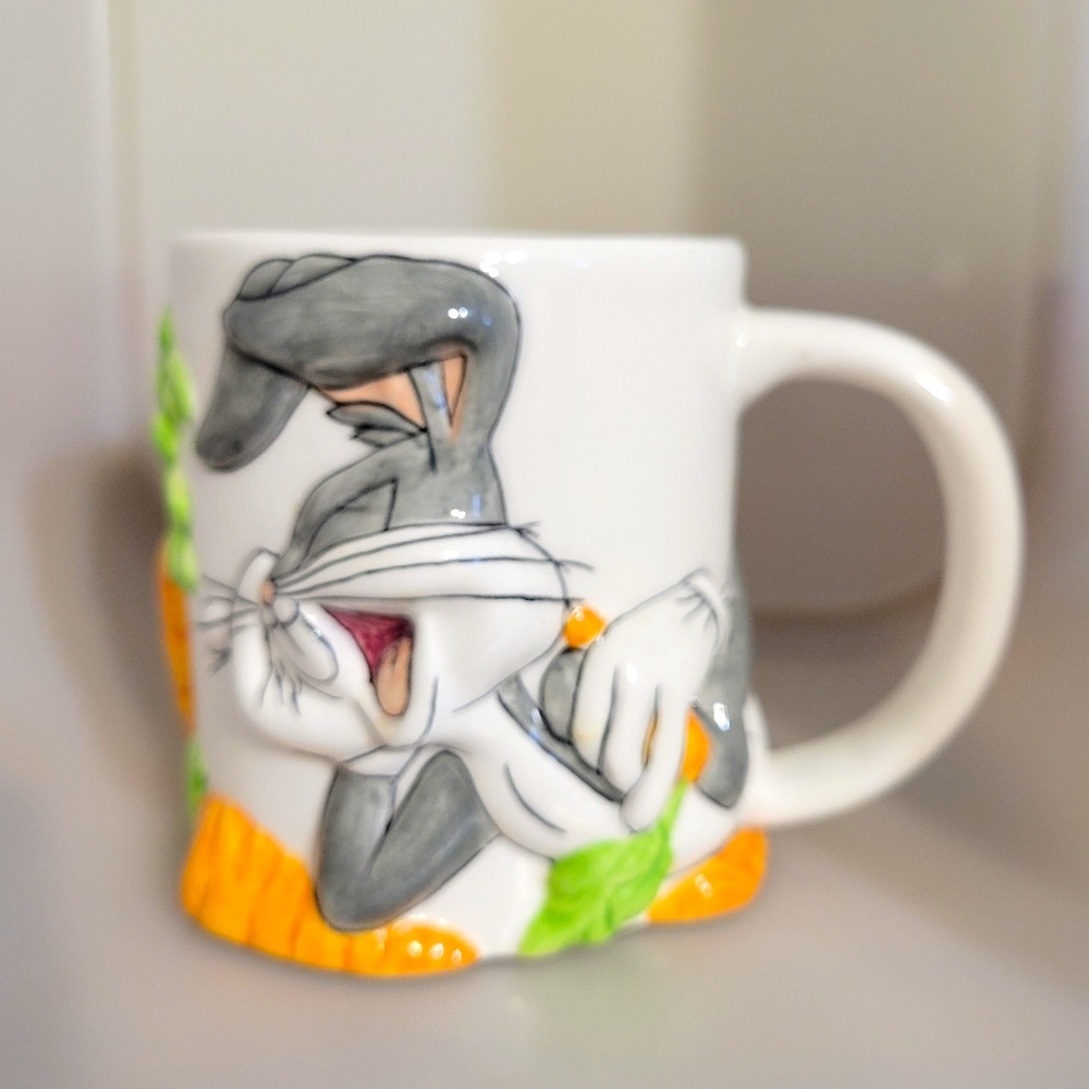 Vintage 1998 Bugs Bunny Looney Tunes 3D Coffee Cup Mug Warner Bros. Ceramic